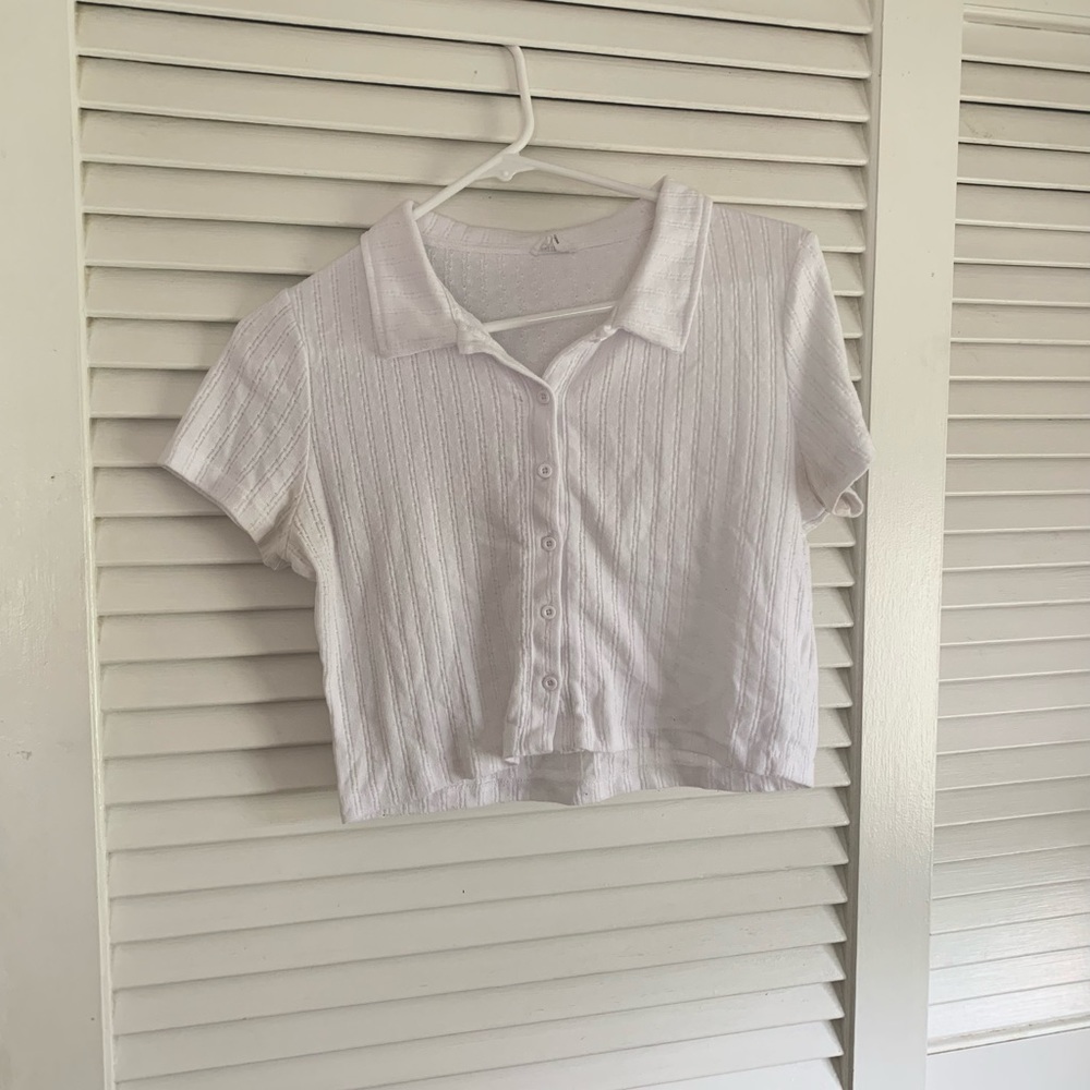 cotton on white collared crop top